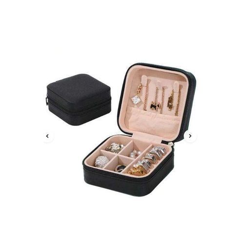 boîte de rangement dames voyage en cuir boîte à bijoux classique en noir