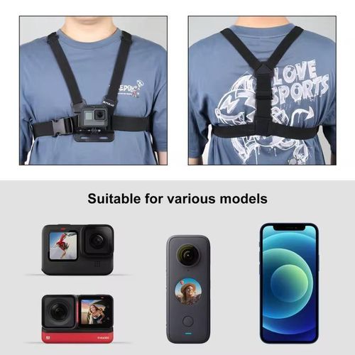 Support de goPro et Téléphone Réglable avec ceinture de poitrine et de tête