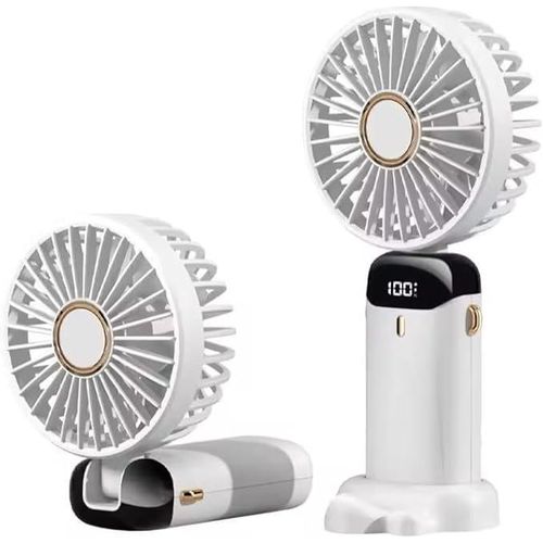 Ventilateur LED USB Compact et Pliable – Mini Ventilateur Portable Silencieux 3000 mAh Rechargeable avec Écran LED, 5 Vitesses Réglables – Idéal pour Bureau, Maison, Voyage & Extérieur
