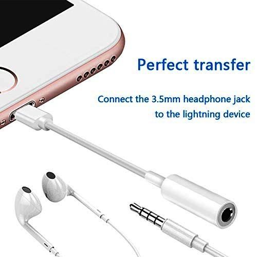 Adaptateur pour iPhone, Adaptateur Jack vers Prise Casque et kit Audio de 3,5 mm via prise de charge pour iPhone - Blanc