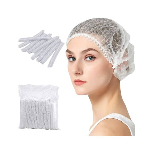 charlotte, Charlotte blanc,Usage unique Jetable ,Lot de 100 pièces,Charlotte, Charlotte à clip en textile non-tissé pour protéger tête et cheveux,Charlotte Jetable ,blanc charlotte,charlotte
