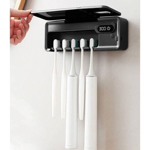 Distributeur Automatique de Dentifrice avec Stérilisateur UV pour Brosse à Dents – Porte Brosse Multifonction Mural Sans Perçage – Organisateur Salle de Bain Hygiénique Blanc