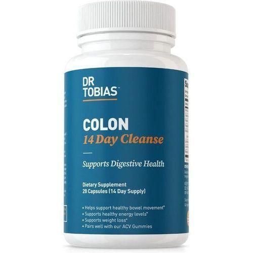 Dr. Tobias Colon 14 Day Cleanse, Détoxification avancée du système digestif pour femmes et hommes avec Cascara Sagrada, enveloppe de psyllium, feuille de séné et probiotiques, nettoyage du côlon sans OGM, 28 capsules 1 à 2 par jour