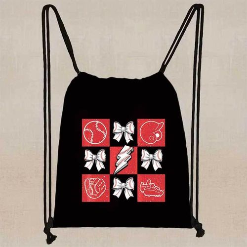1 sac à cordon noir pour mamans de baseball, fabriqué à partir d'un matériau doux, parfait pour organiser en déplacement. Idéal pour les vacances, le fitness, le shopping, le sport et le yoga, c'est un excellent cadeau de printemps et d'été pour les ami