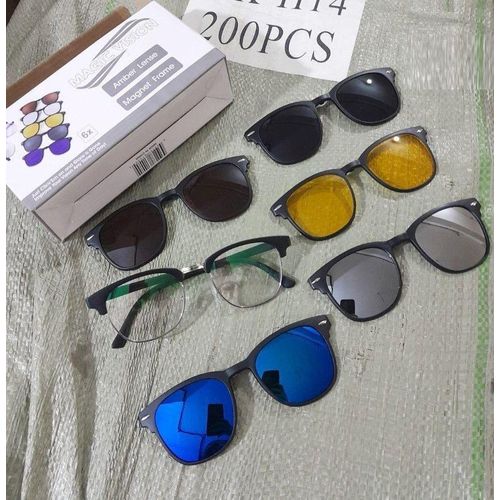 Lunettes Magnétiques 6 en 1 Magic Vision – Clip-On Polarisées Soleil & Vision Nocturne