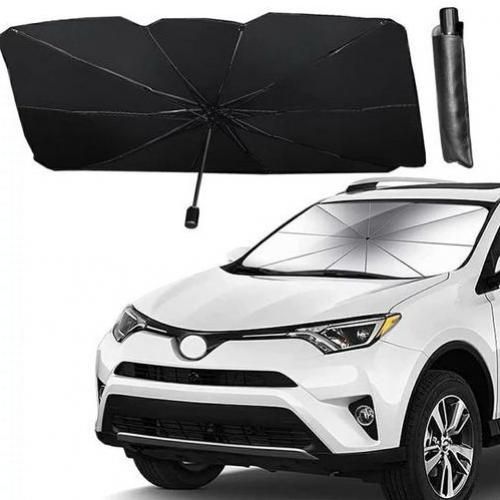 Couvre Pare-brise Parapluie pliable en titane et argent de la voiture