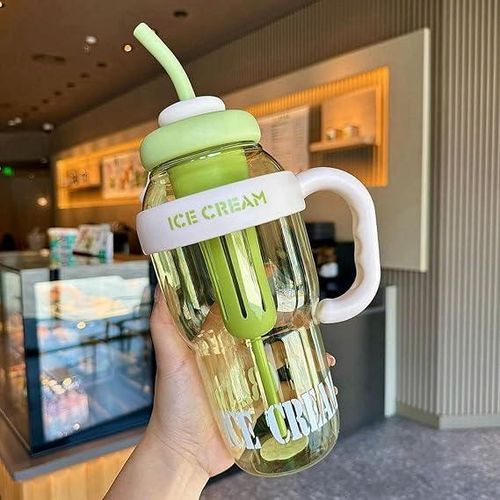 Bouteille Isotherme Design Glace – Gobelet avec Paille et Poignée Style Milkshake