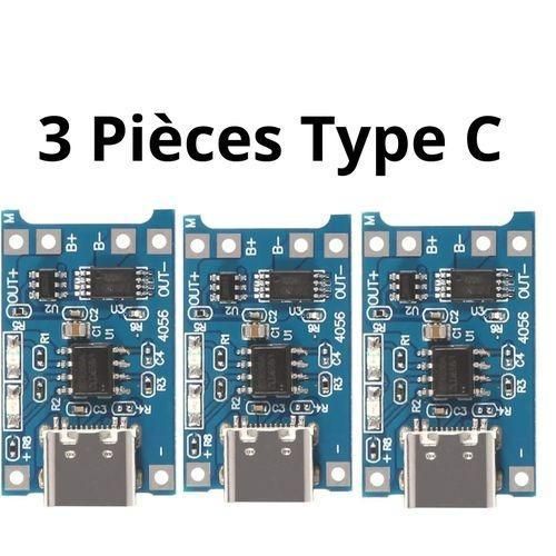 Module de carte de charge de batterie au Lithium TP4056 1A 5V, 3 pièces, type-C