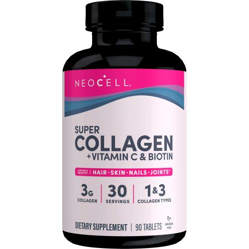 Grassfed Collagen Peptides + Vitamin C & Biotin, 180 comprimés