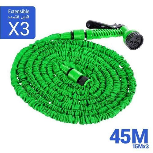 Magic Hose Tuyau Arrosage Extensible 45m + Pistolet à Eau 7 jets + Embouts Universels -Longueur 45 M
