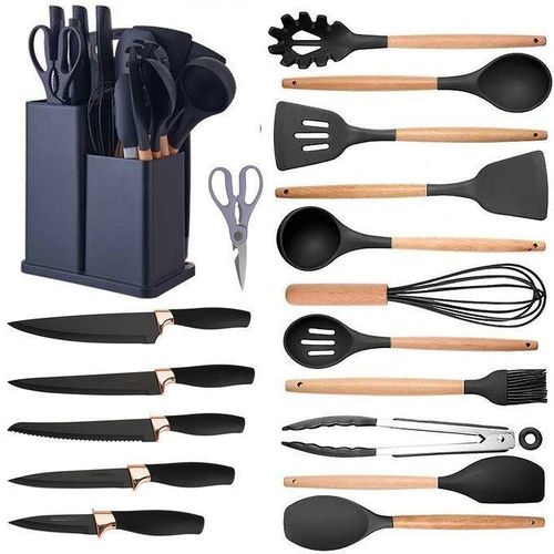 Set dustensiles de cuisine 19 Pcs Couteaux Ciseaux Spatules Planche dcouper