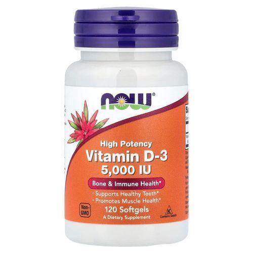 Vitamine D3, Haute efficacité, 5000 UI, 120 capsules à enveloppe molle.
