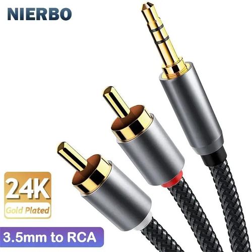 Câble audio RCA 3.5mm vers RCA, 5M, mâle vers mâle, stéréo, m x rette Y Splitter (couleur et design aléatoire)