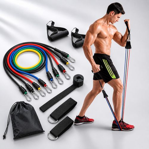 Kit de Bandes Élastiques de Résistance 11 Pièces pour Musculation et Fitness (DESIGN ET COULEUR ALÉATOIRES)