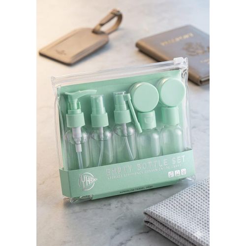 Ensemble de Voyage Portable 7 Pièces - Flacons à Pompe, Flacons Spray et Bouchons Flip Cap pour Beauté et Salon