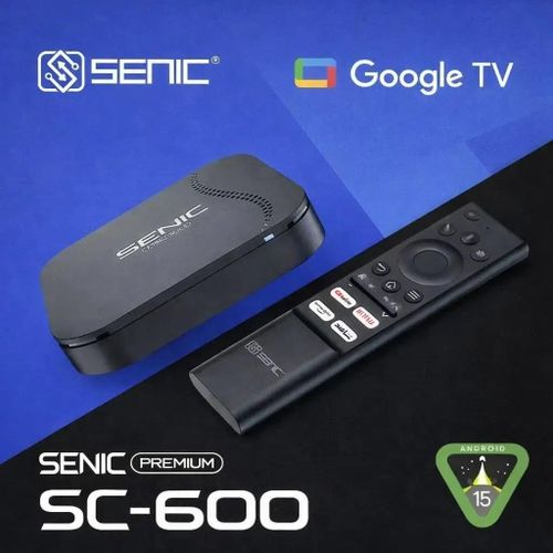 TV Box SC-600 Android 15 Google TV 4K Ultra HD Wi-Fi Double Bande Abonnement TV 12 Mois Offert