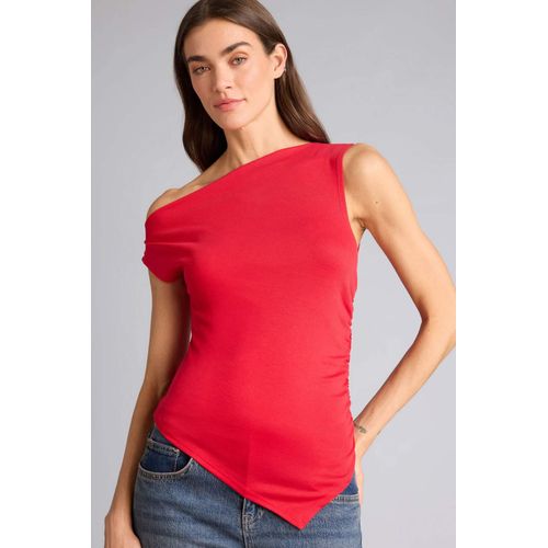 Slim Fit One Shoulder Ribbed T-Shirt