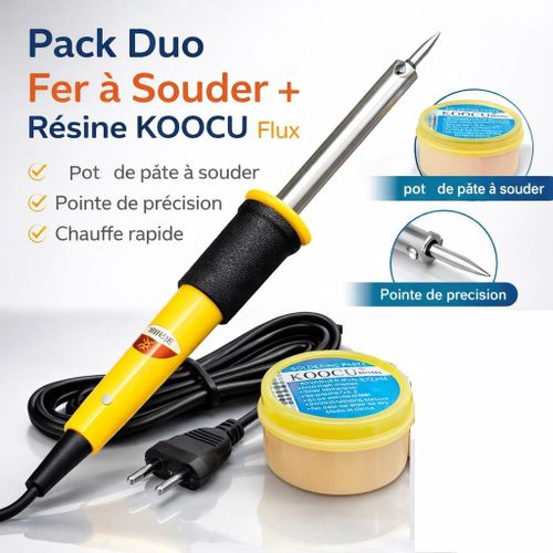 Pack Duo Fer à Souder 30W Résine Flux KOOCU 1 Pot de Soudure