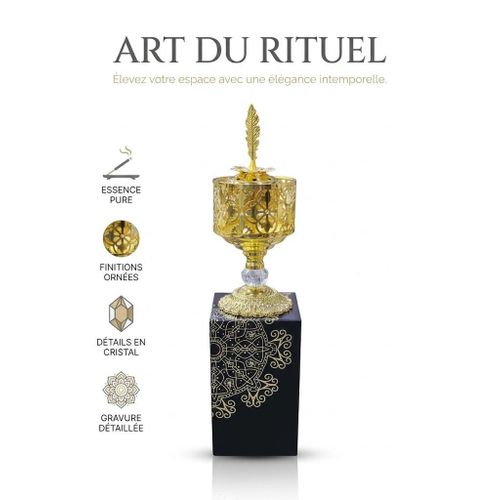 Brûleur d'encens en métal – Élégance & Aromathérapie (Doré) Description courte