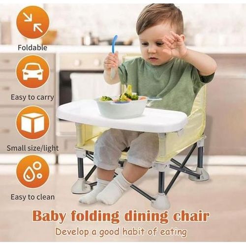 Chaise Pliante Portable pour Bébé – Chaise d’Alimentation et de Camping avec Plateau Amovible, Légère, Compacte et Ergonomique pour Voyage et Repas
