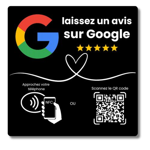 Plaque NFC & QR code Avis Google (En français)