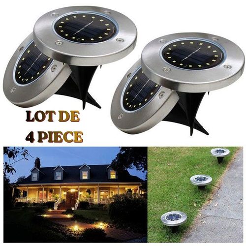 Projecteur Solaire LED Extérieur Automatique avec Capteur PIR pour Mur et Clôture - Lot de 4