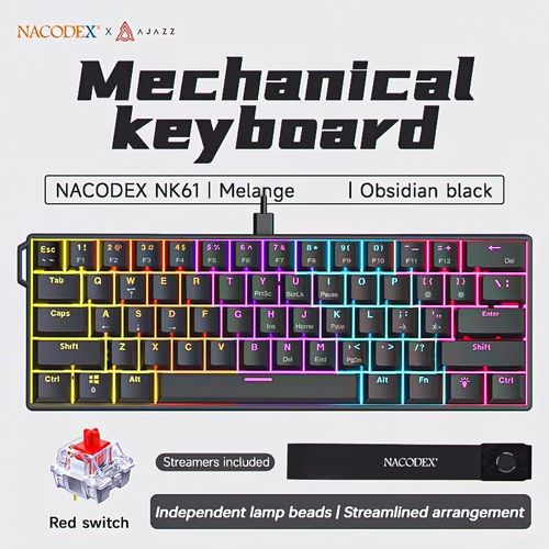 Clavier Mécanique Gaming Pro 60% - Édition NK61 - Red Switch Linéaire & Silencieux - Hot-Swappable - RGB Chroma Dynamique - Câble Type-C - Noir (QWERTY)