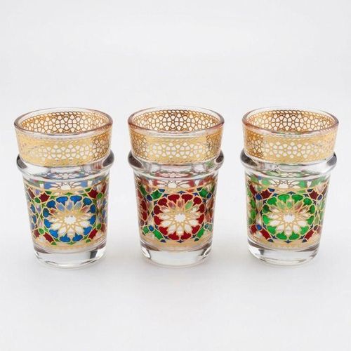 Set de 12 Verres à Thé Marocains Décor Zellige – Verres en Verre Élégants au Design Traditionnel
