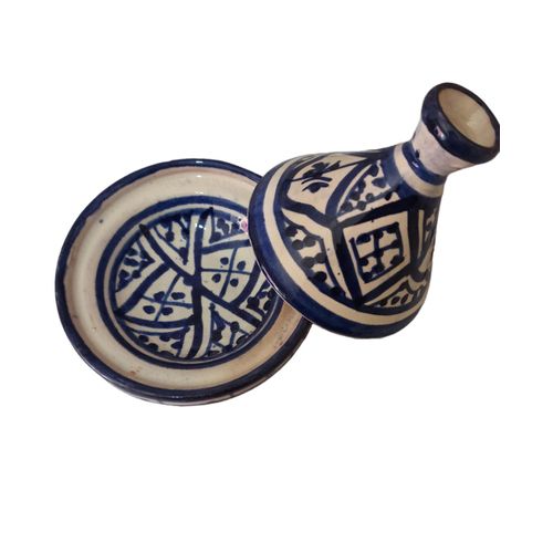 Petit Tajine traditionnelle marocain en poterie peinte à la main
