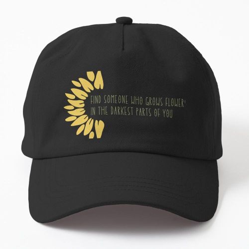 Conception de paroles inspirantes de tournesol casquette noire personnalisé