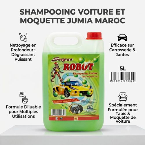 Nettoyant Multiusage Automobile Super Robot 5L Shampooing Carrosserie Et Nettoyage Tissus Moquettes Tapis Auto