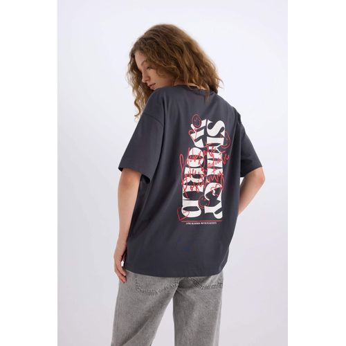 T-shirt oversize imprimé au dos à manches courtes et col rond