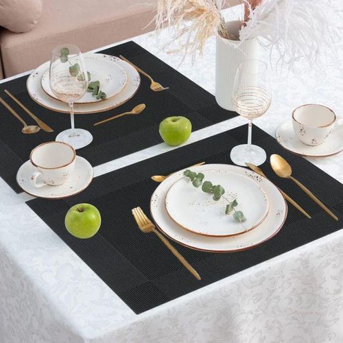 4 Set de napperons tissés en PVC antidérapant et résistant à la Chaleur