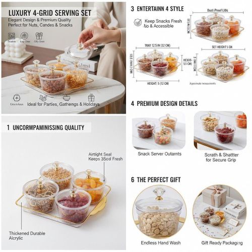 Coffret de Service de Luxe avec Plateaux et Compartiments Individuels pour Amuse-bouches