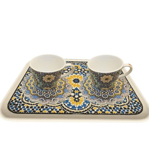 Élégance marocaine - Duo de tasses avec sous-tasses au design zellige