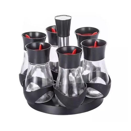 6 Pots à Épices avec Support Rotatif Ensemble de Pots à Épices en Verre 6 Pièces