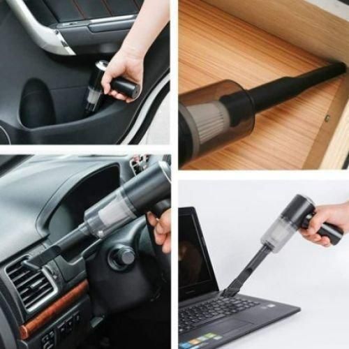 Aspirateur de voiture sans fil mini - portable 2 en 1 avec lumière LED - pour le nettoyage l'intérieur de la voiture et de la maison.