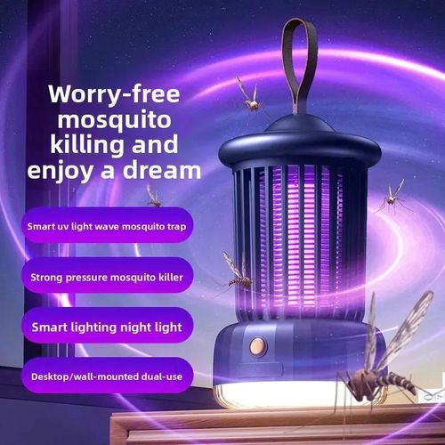 Lampe anti-moustiques à choc électrique USB avec lampe camping, piège à mouches et insectes