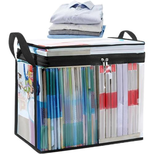 Sacs de rangement transparents avec fermeture éclair,sac de rangement transparent pour livres,