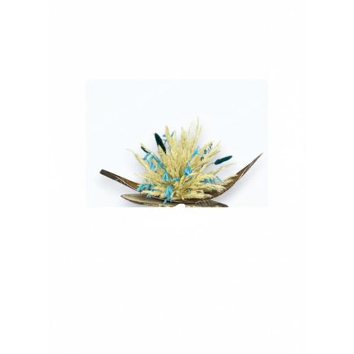 Centre de Table Décoratif Fleur en Bois Doré avec Bouquet d'Herbe de Pampa - Déco Bohème Chic