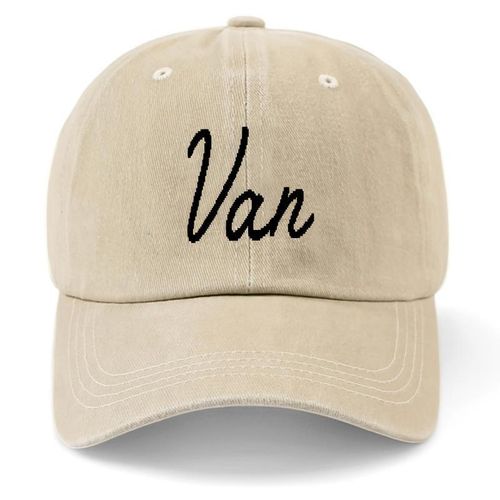 1pc, Casquette de baseball vintage délavée et ajustable avec Van, Nom - Légère, Polyester non extensible, Style décontracté, Cadeau parfait pour la fête des pères, Chapeau de fête des pères Casquette vintage délavée Casquette légère