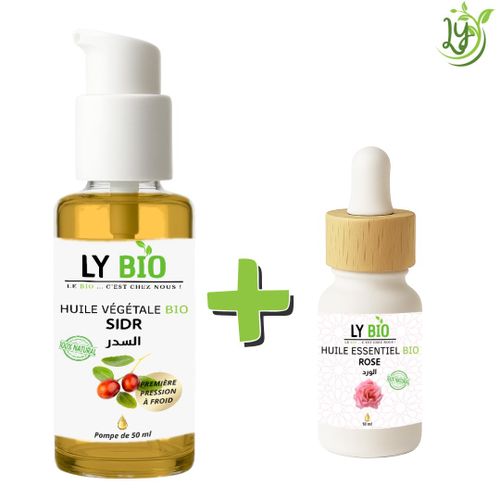 PACK HUILE SIDR 50ML - POMPE HUILE ESSENTIEL ROSE 10ML