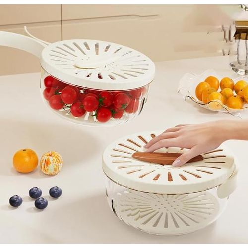 Boite Multifonction 2 en 1 Passoire à fruits et légumes Bol Passoire avec Poignée Pliable Récipient de Stockage d’aliments BPA Free
