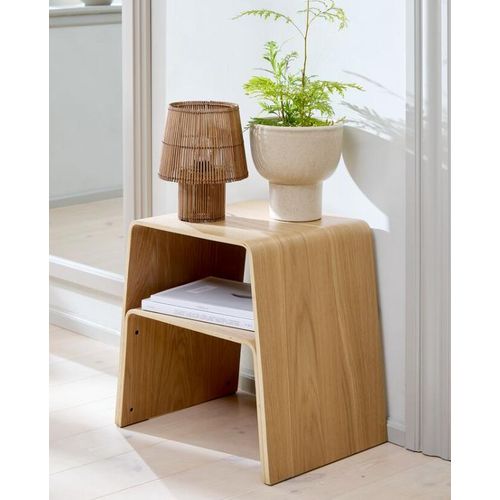 Tabouret Empilable Chêne Naturel Design Moderne Gain de Place Multifonctionnel Robuste et Élégant 47x35x46cm