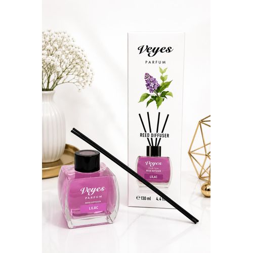 Diffuseur de Parfum à Bâtonnets Lilas 130 ml – Reed Diffuser – Parfum d'Ambiance Longue Durée