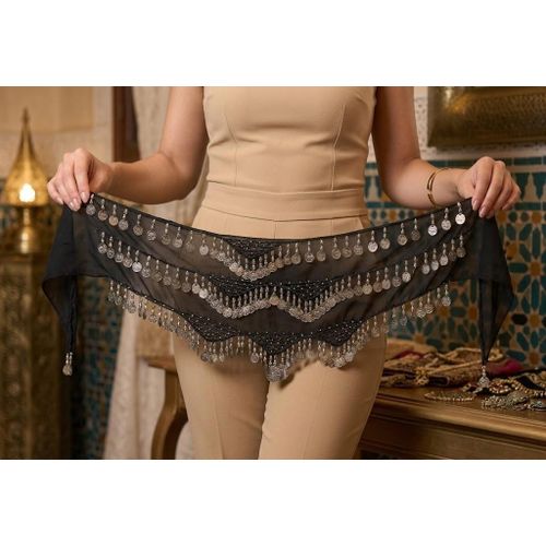 Ceinture de danse orientale égyptienne, couleur noire, élégante et pratique, modèle nouveau - 2026