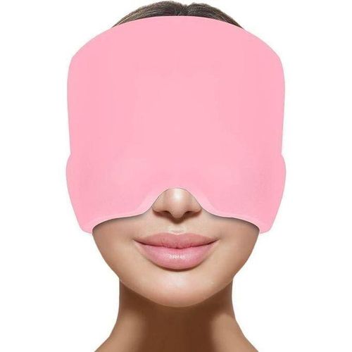 Bonnet anti-migraine, bonnet de soulagement des maux de tête et des migraines, bonnet taille unique avec poche de gel glacé réutilisable pour soulager les yeux gonflés, les sinus et le stress (rose)