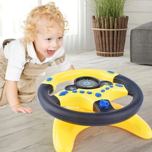 Simulateur de Volant de Conduite pour Enfant – Jouet Éducatif avec Effets Sonores et Lumineux (Jaune)