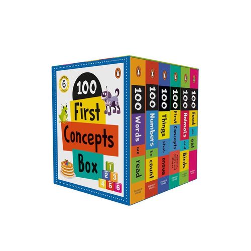 Coffret éducatif 6 livres cartonnés – 100 premiers concepts pour enfants (1–3 ans) – EN ANGLAIS