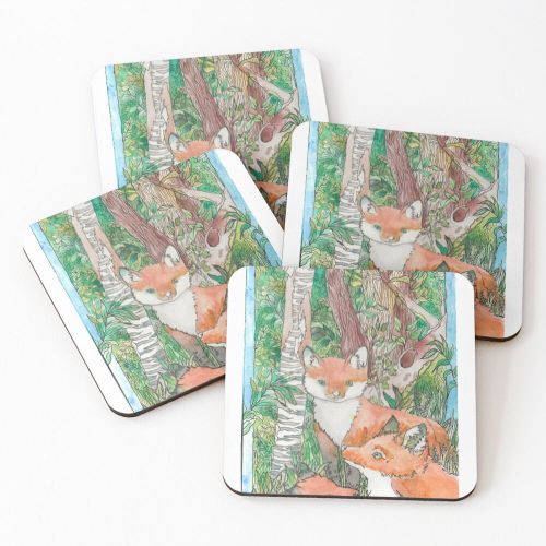 4 Dessous de Verre Bébés renards sous tasse unique